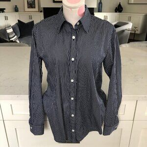 Mavi Jeans Co. Casual Lg Slv Button Down Cotton Striped Shirt Navy Wht Sz S NWOT